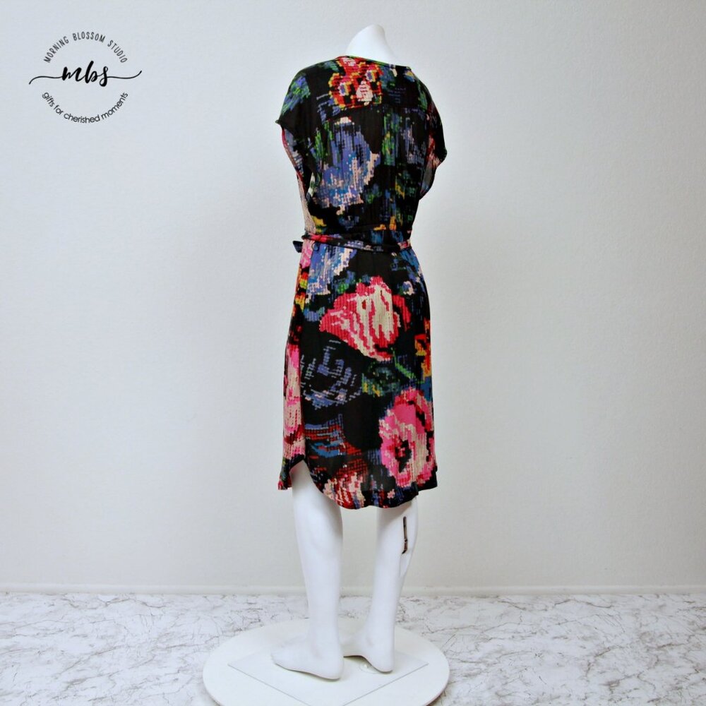 Anthropologie Astrid Needlepoint Floral Surplice Tie Waist Mini Dress - Picture 6 of 16